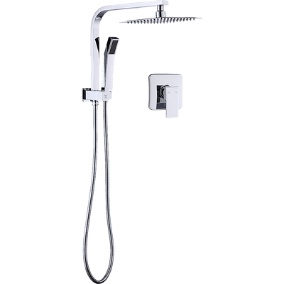 WELS 8" Rain Shower Head Set Square Dual Heads Faucet High Pressure With Mixer