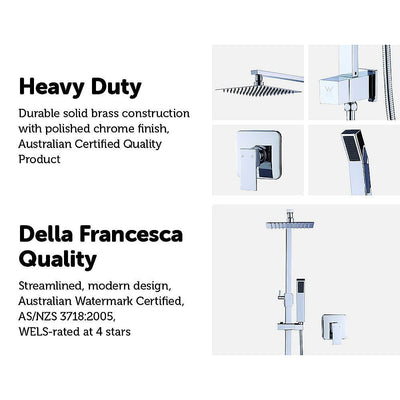 WELS 8" Rain Shower Head Set Square Dual Heads Faucet High Pressure With Mixer Payday Deals