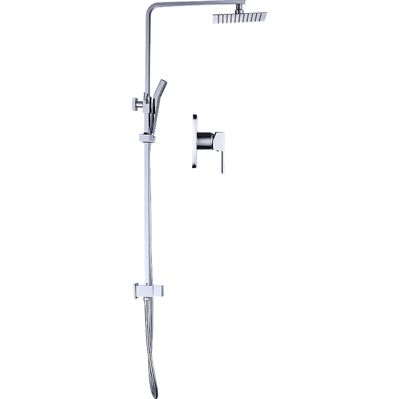 WELS 8" Rain Shower Head Set Square Dual Heads Faucet High Pressure With Mixer Payday Deals