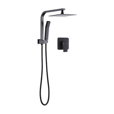 WELS 8" Rain Shower Head Set Square Dual Heads Faucet High Pressure With Mixer Payday Deals