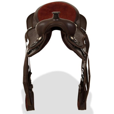 Western Saddle, Headstall&Breast Collar Real Leather 12" Brown Payday Deals