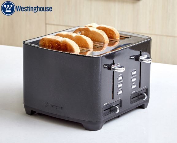 Westinghouse 1750W 4 Slice Toast/Extra Wide Slot/High Lift Bread Toaster Black Payday Deals