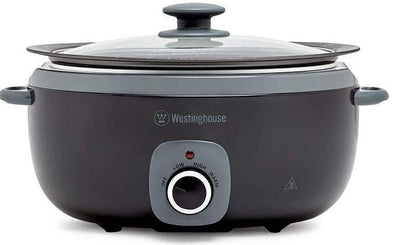 Westinghouse 6.5L Non Stick Ceramic Bowl Crock Pot Glass Lid Cookware - Black Payday Deals