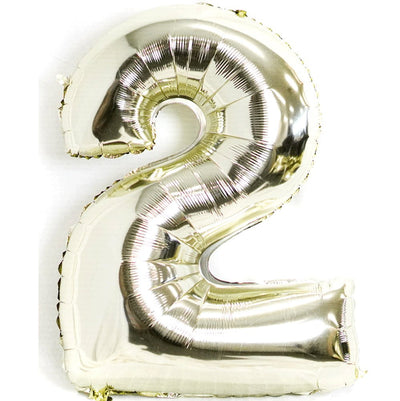 White Gold Party Supplies White Gold Number Foil Balloons 100cm [Number: 2]