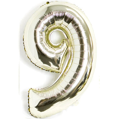 White Gold Party Supplies White Gold Number Foil Balloons 100cm [Number: 9]