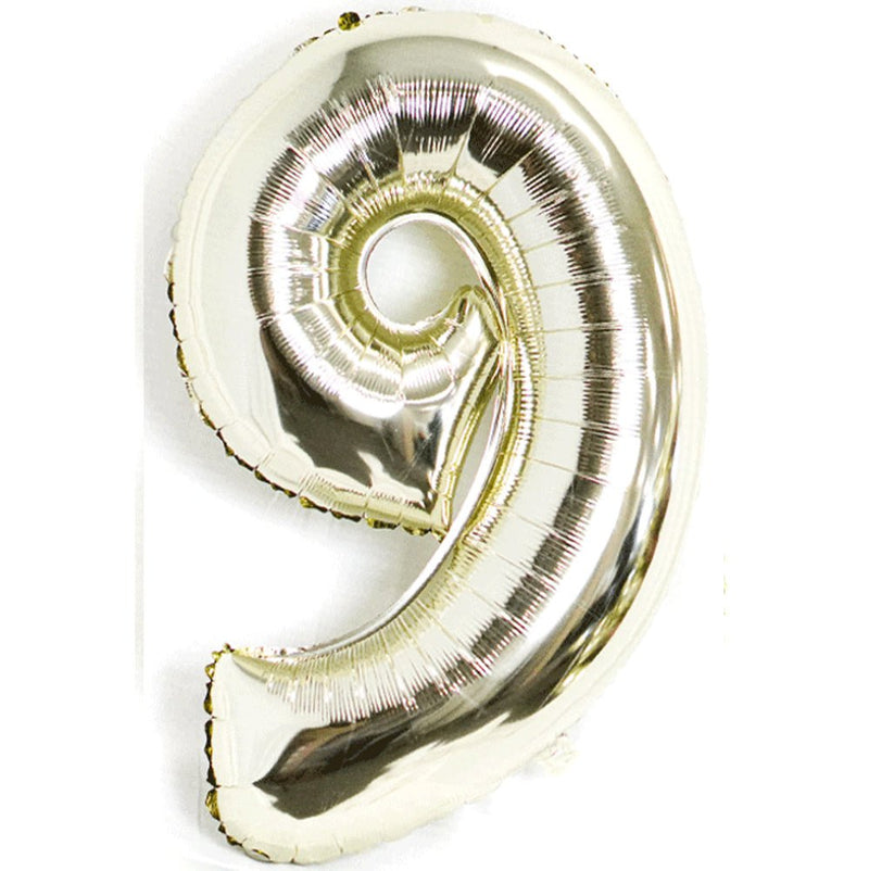 White Gold Party Supplies White Gold Number Foil Balloons 100cm [Number: 9] Payday Deals