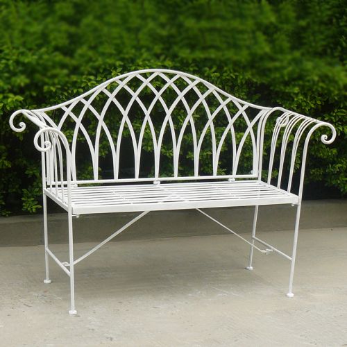White Lavinia Iron Outdoor Bench Payday Deals