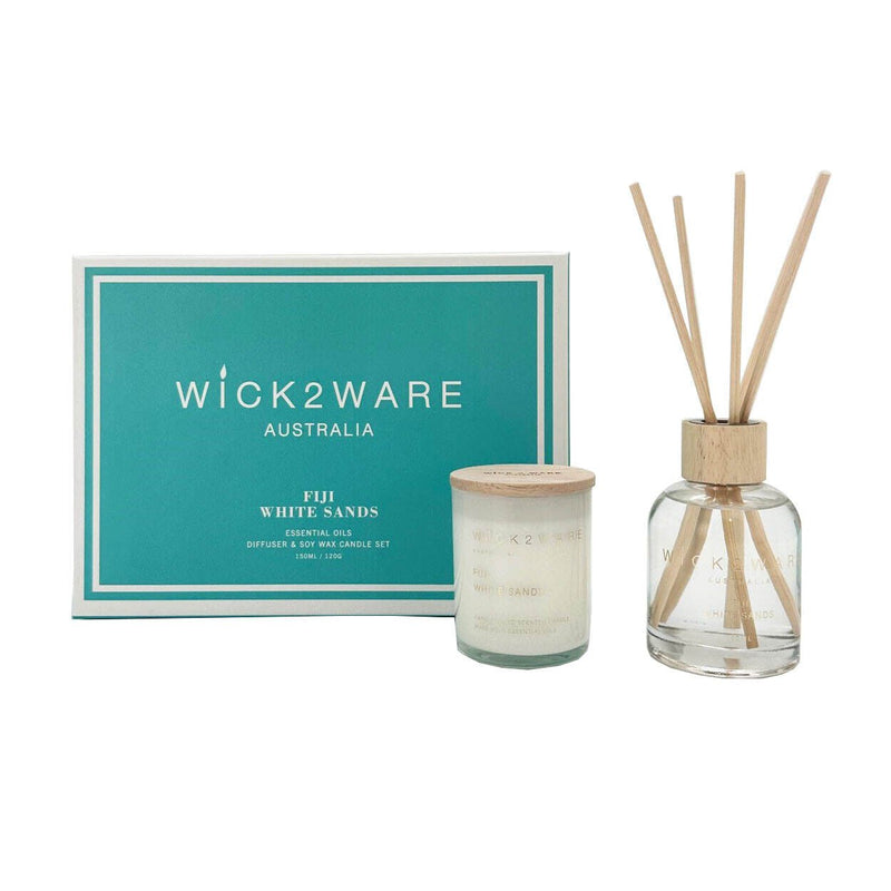 Wick2Ware Australia Fiji White Sands Essential Oils Diffuser and Soy Wax Candle Set Payday Deals