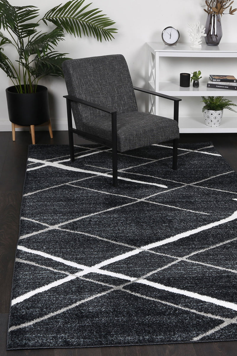 Windjana Abstract Stripe Charcoal Rug 240x330cm Payday Deals