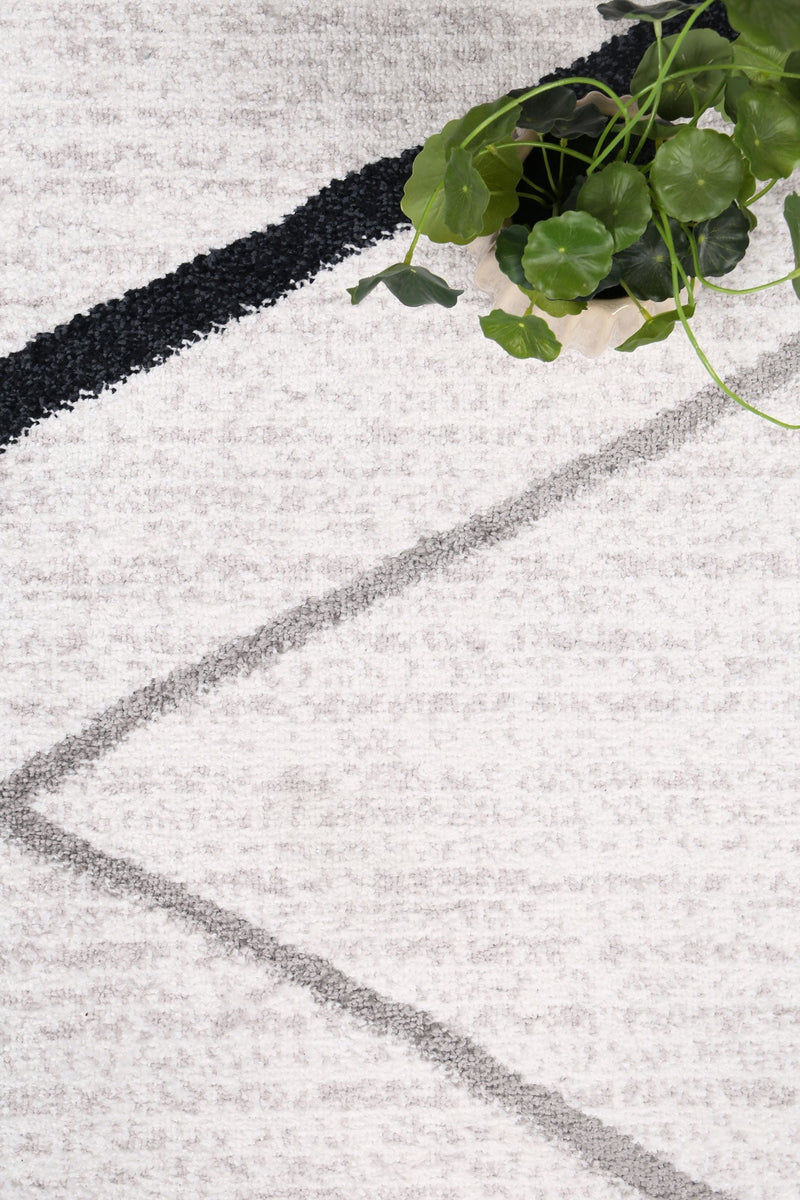 Windjana Abstract Stripe White Rug 200x290cm Payday Deals