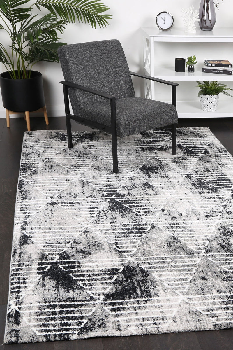 Windjana Transitional Geometric Grey Rug 200x290cm Payday Deals