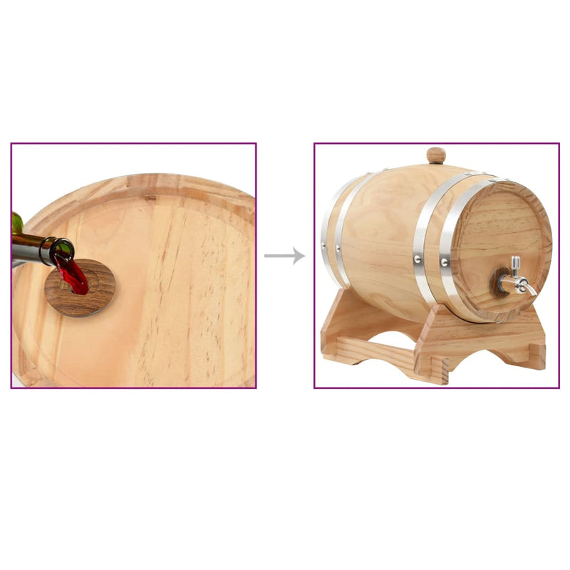 Wine Barrel with Tap Solid Pinewood 6 L Payday Deals