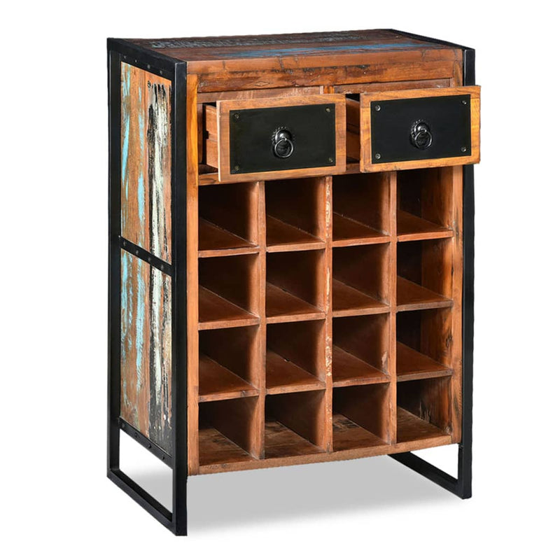 Wine Rack for 16 Bottles Solid Reclaimed Wood Payday Deals