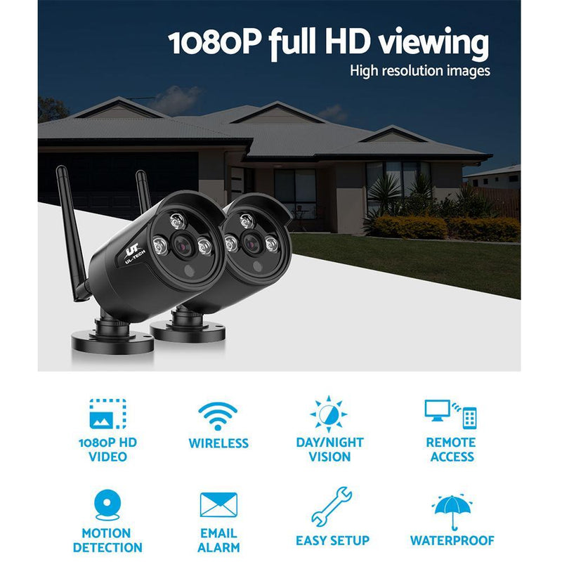 Wireless CCTV System 2 Camera Set For DVR Outdoor Long Range 1080P