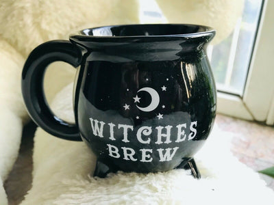 Witches Brew Black Cauldron Coffee Mug Cup With Moon & Stars Payday Deals