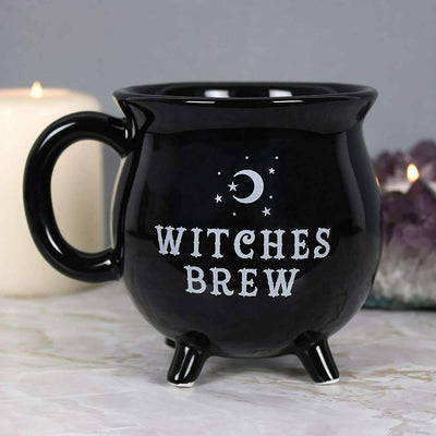 Witches Brew Black Cauldron Coffee Mug Cup With Moon & Stars Payday Deals