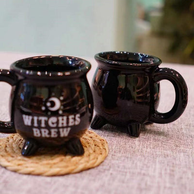 Witches Brew Black Cauldron Coffee Mug Cup With Moon & Stars Payday Deals