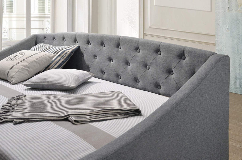 Daybed with trundle bed frame fabric upholstery - grey Payday Deals