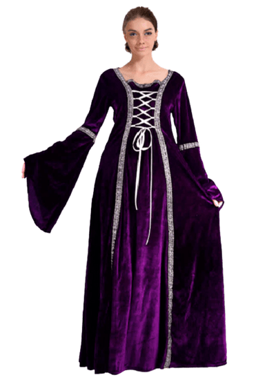 Women's Medieval Gothic Renaissance Costume Halloween Costume Party Robe - Purple Payday Deals