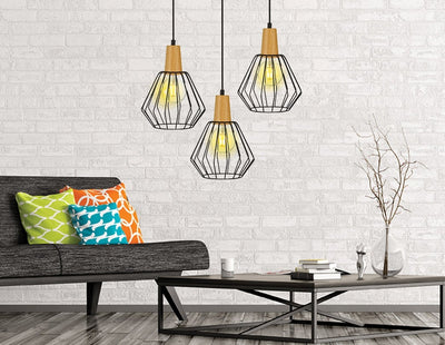 Wood Pendant Light Bar Black Lamp Kitchen Modern Ceiling Lighting Payday Deals