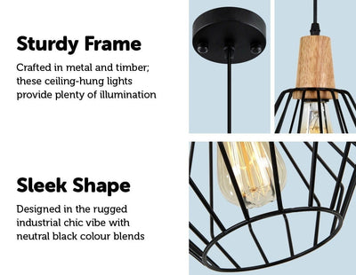 Wood Pendant Light Bar Black Lamp Kitchen Modern Ceiling Lighting Payday Deals