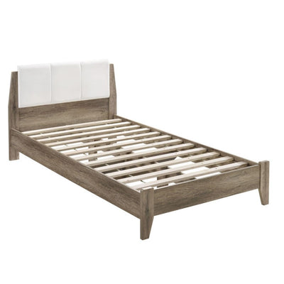 Wooden Bed Frame w Leather Upholstered Bed Head Queen Payday Deals