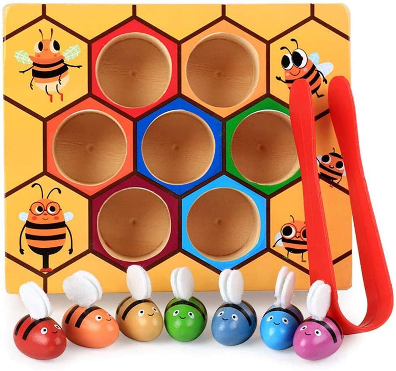 Wooden Bee Toddler Fine Motor Skill Toy - (Montessori Wooden Puzzle Early Learning Preschool Educational Kids) Payday Deals