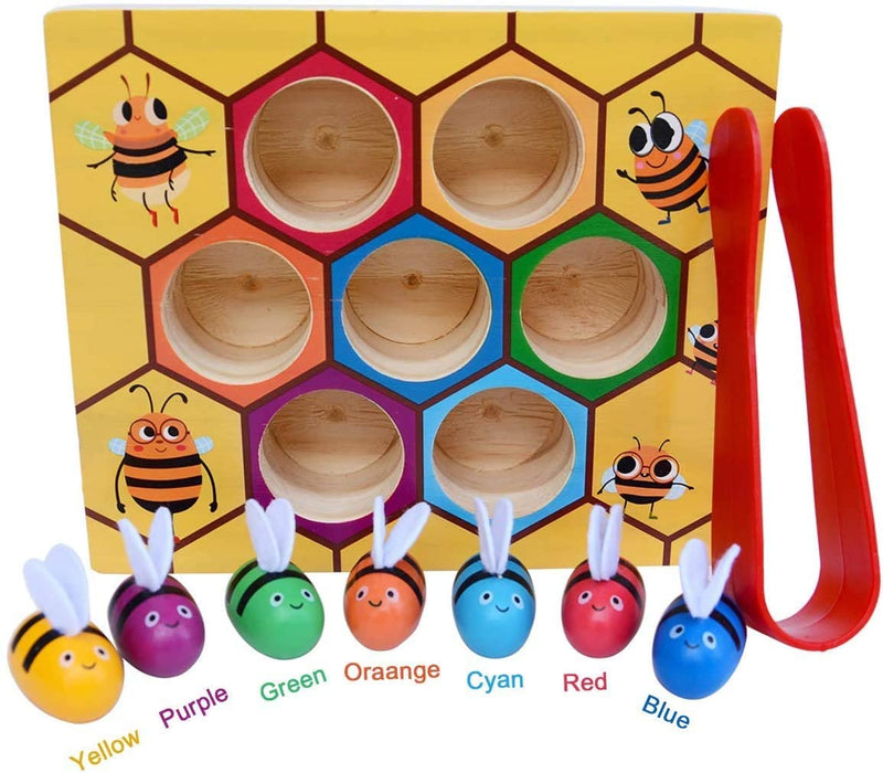 Wooden Bee Toddler Fine Motor Skill Toy - (Montessori Wooden Puzzle Early Learning Preschool Educational Kids) Payday Deals