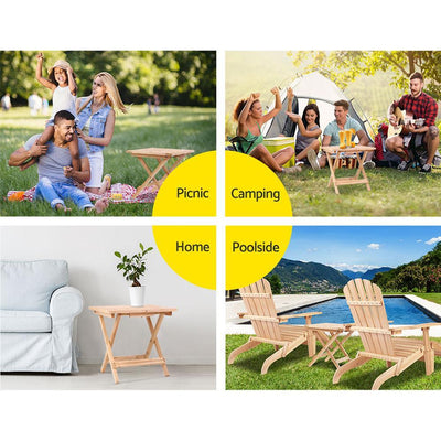 Wooden Coffee Table 2pc Camping Tables Folding Bedside Picnic Patio Outdoor Furniture Payday Deals