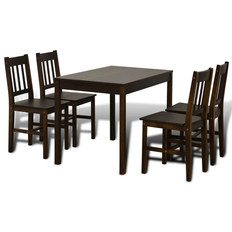 Wooden Dining Table with 4 Chairs Brown Payday Deals