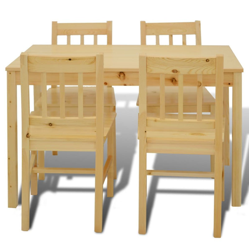 Wooden Dining Table with 4 Chairs Natural Payday Deals