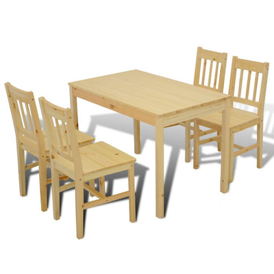 Wooden Dining Table with 4 Chairs Natural Payday Deals