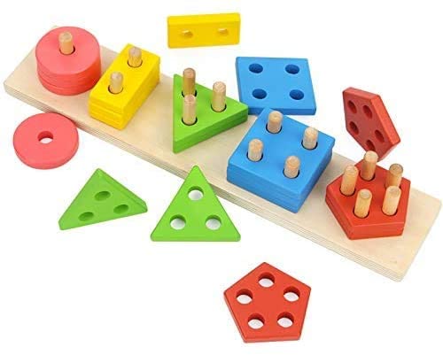 Wooden Educational Preschool Blocks Puzzle for 3 to 5 Year Old Kids Toys Payday Deals