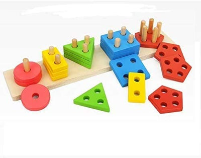 Wooden Educational Preschool Blocks Puzzle for 3 to 5 Year Old Kids Toys Payday Deals