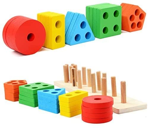 Wooden Educational Preschool Blocks Puzzle for 3 to 5 Year Old Kids Toys Payday Deals