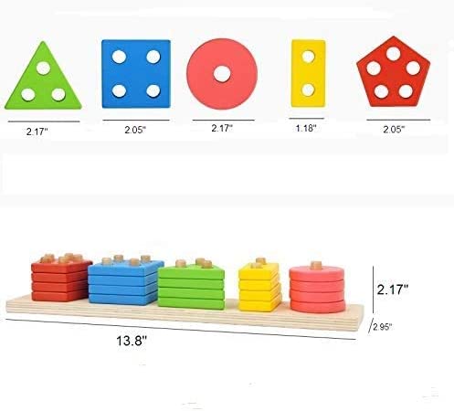 Wooden Educational Preschool Blocks Puzzle for 3 to 5 Year Old Kids Toys Payday Deals