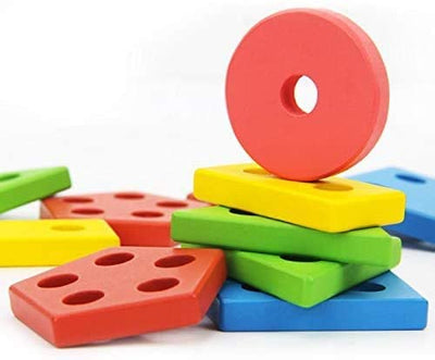 Wooden Educational Preschool Blocks Puzzle for 3 to 5 Year Old Kids Toys Payday Deals