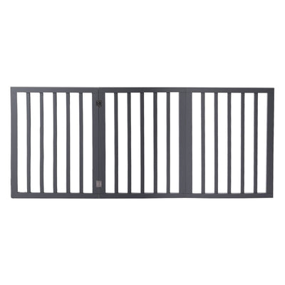 Wooden Pet Gate Dog Fence Retractable Barrier Portable Door 3 Panel Grey Payday Deals