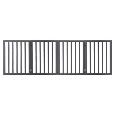 Wooden Pet Gate Dog Fence Retractable Barrier Portable Door 4 Panel Grey Payday Deals
