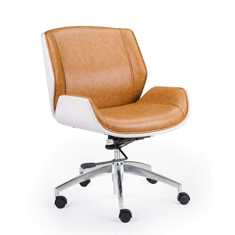 Wooden & PU Leather Office Chair Grosvenor Executive Chair - White