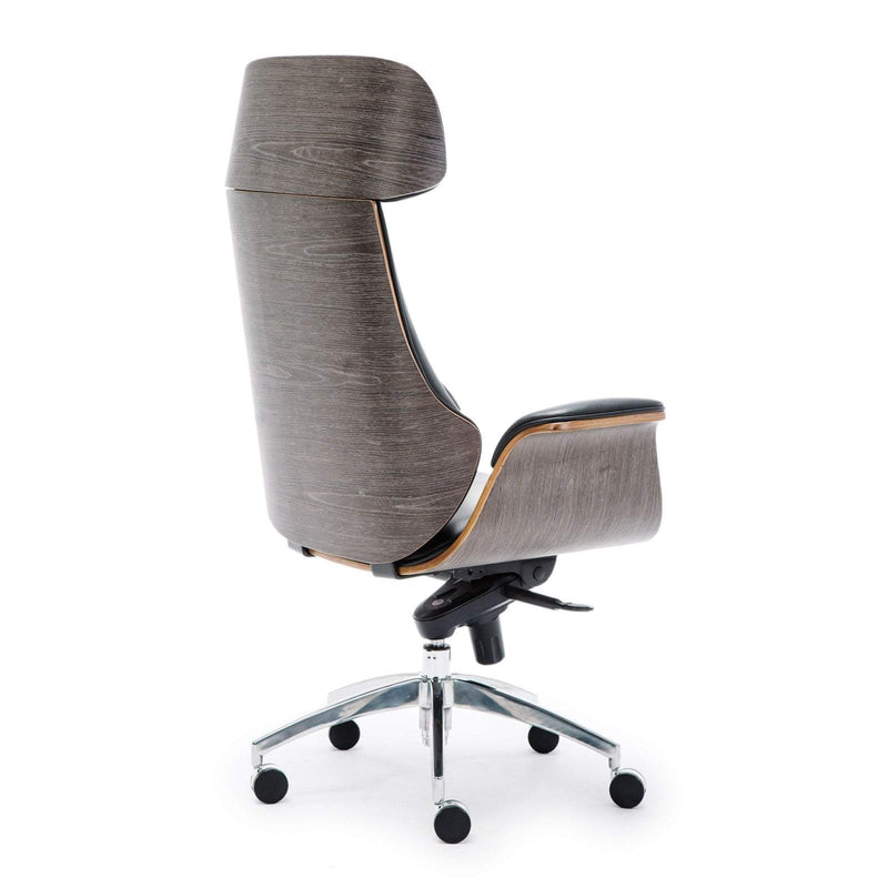 Wooden & PU Leather Office Chair Renaissance Executive Chair - Grey
