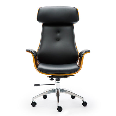 Wooden & PU Leather Office Chair Renaissance Executive Chair - Walnut