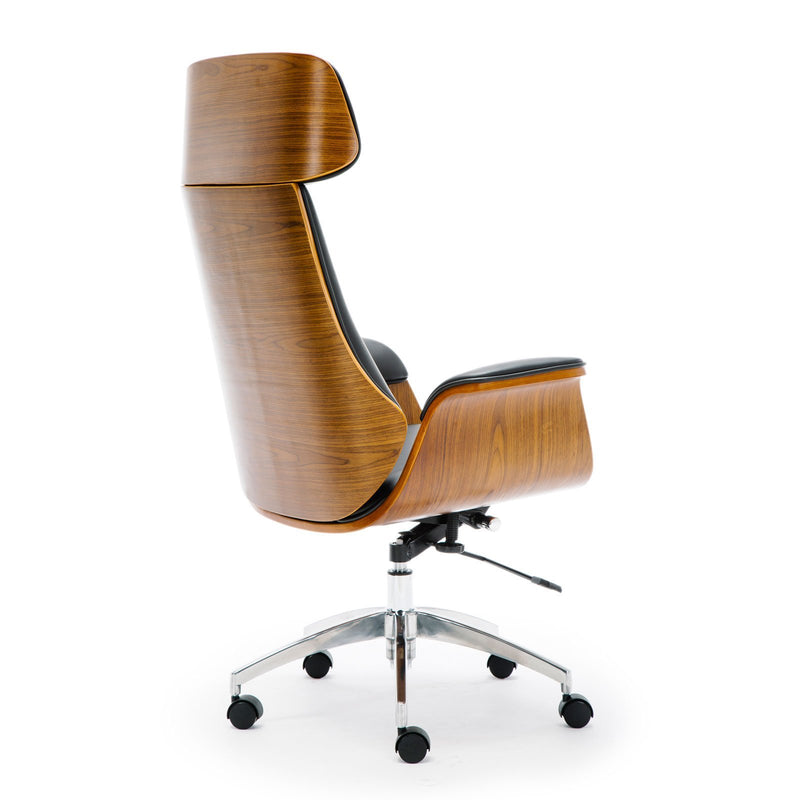 Wooden & PU Leather Office Chair Renaissance Executive Chair - Walnut