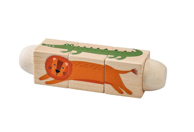 WOODEN TWIST PUZZLE BLOCK JUNGLE ANIMAL Payday Deals