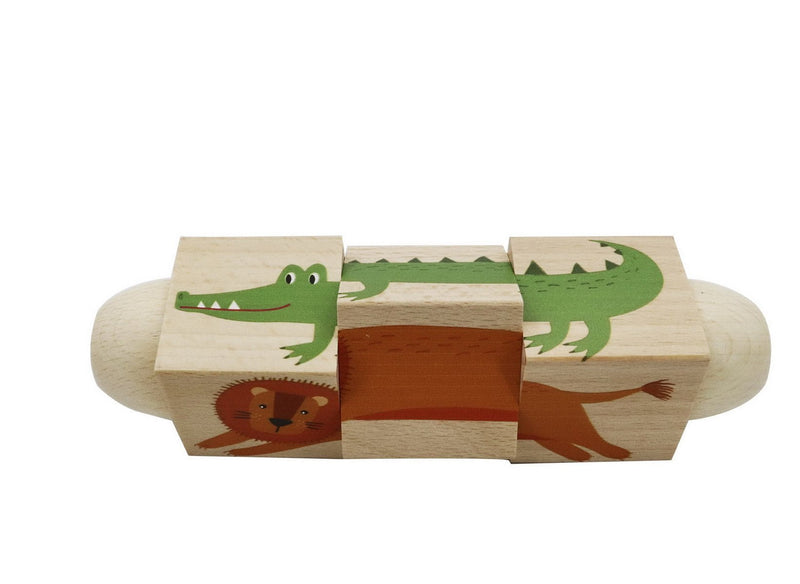 WOODEN TWIST PUZZLE BLOCK JUNGLE ANIMAL Payday Deals