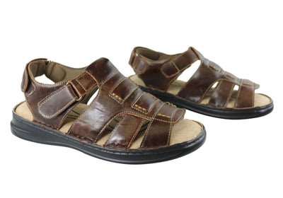 WOODLANDS Chester Men's Leather Cushioned Sandals Adjustable Comfort