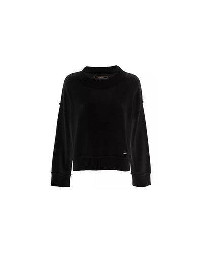 Wool Blend Crew Neck Sweater with Ribbed Details S Women