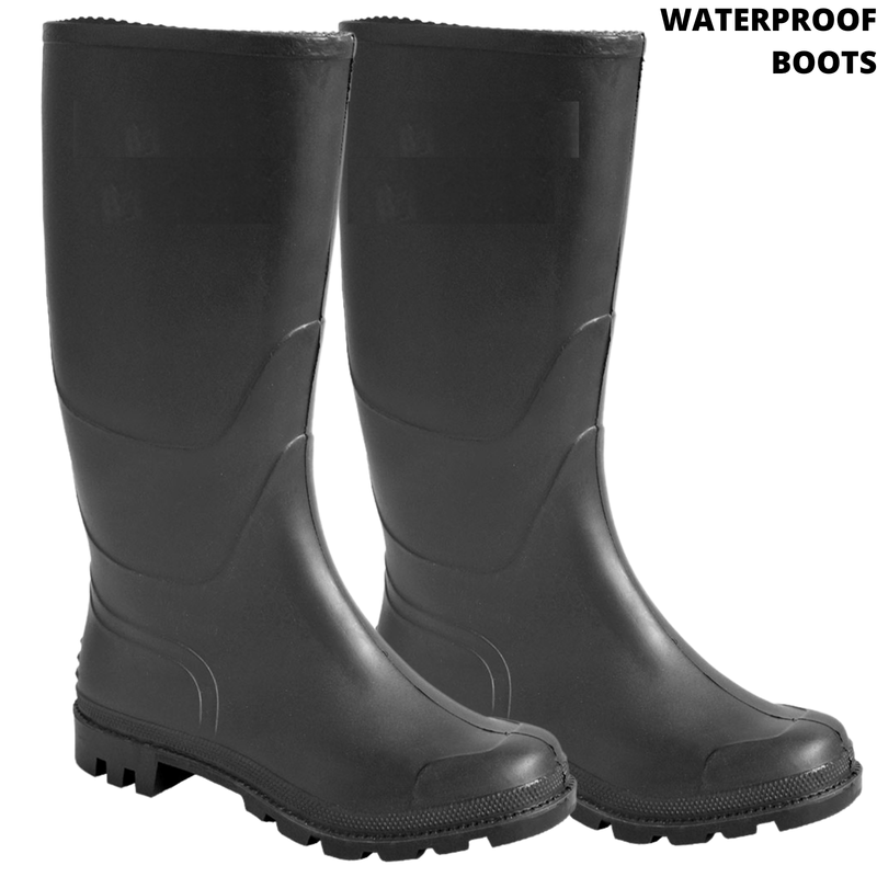 Work Gum Boots Rubber Waterproof Rain Shoes Classic Unisex Gumboots - Black Payday Deals