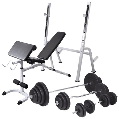 Workout Bench with Weight Rack&Barbell and Dumbbell Set 120 kg Payday Deals