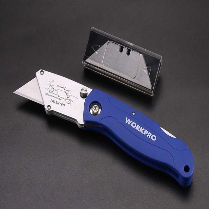 WORKPRO FOLDING UTILITY KNIFE ZINC WITH 10 EXTRA BLADES Payday Deals
